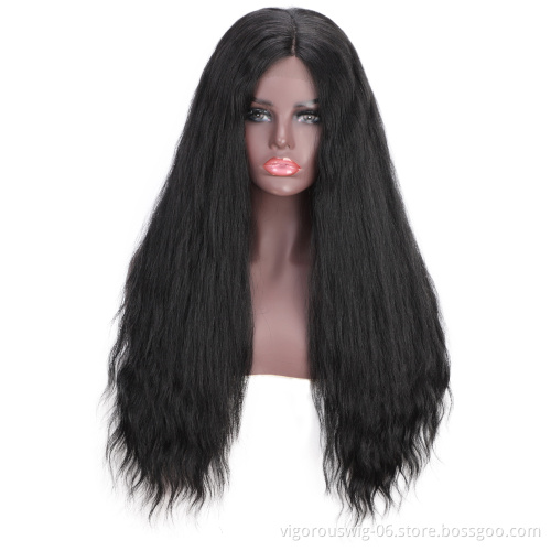 Vigorous Natural Black Lace Front Wigs Long Wavy Synthetic Lace Part Wig Heat Resistant Lace Front Wigs for Black Women